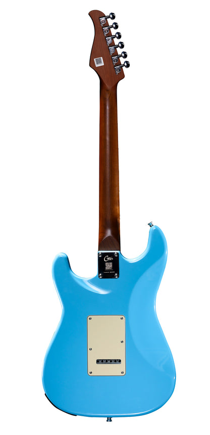 GTRS S800, corps tilleul, manche érable torréfié, touche palissandre, micros et processeur GTRS, sonic blue