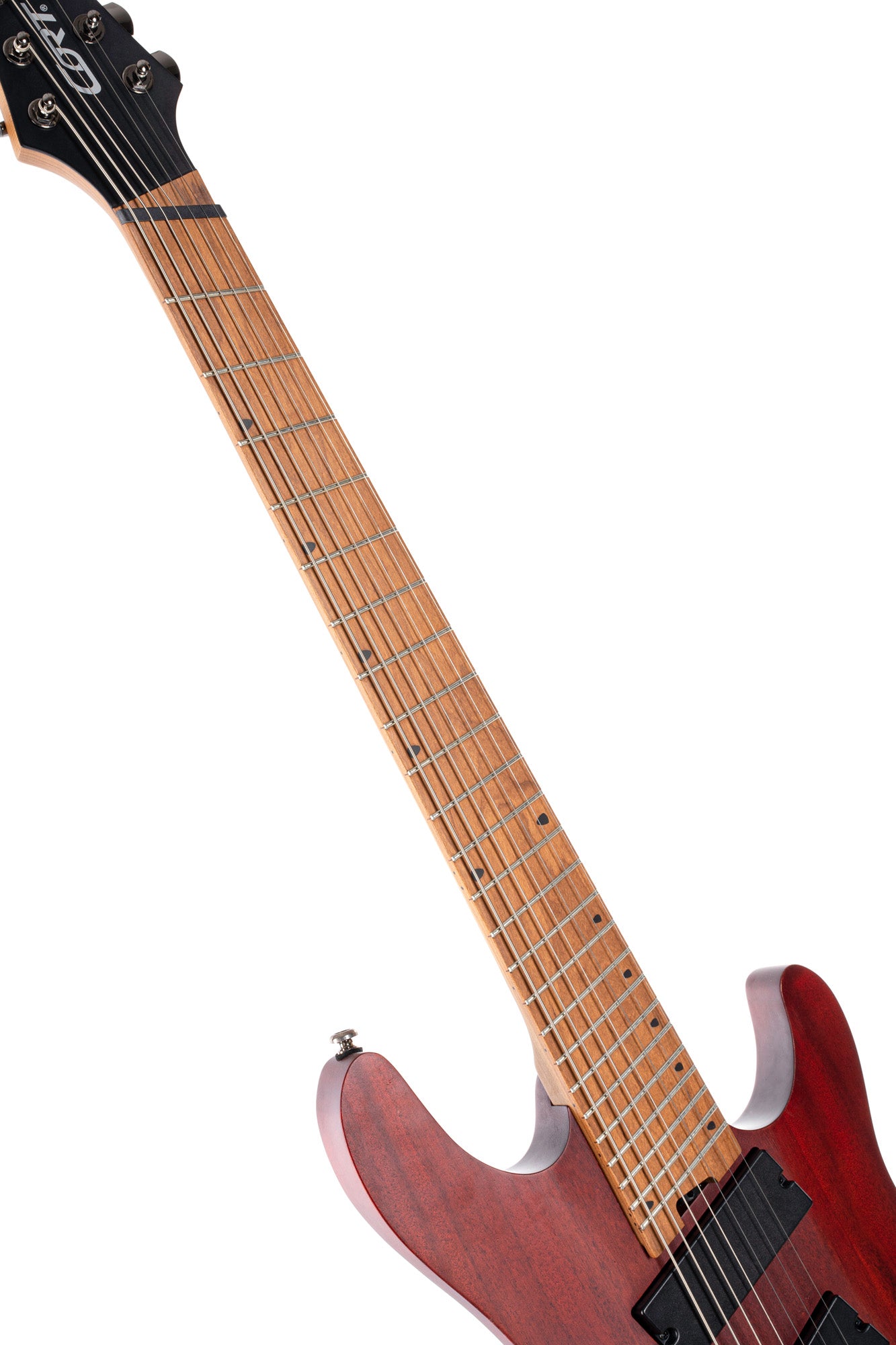 KX307MS, modèle 7 cordes, corps acajou, manche et touche érable torréfié, micros doubles passifs PowerBar, acajou pores ouverts