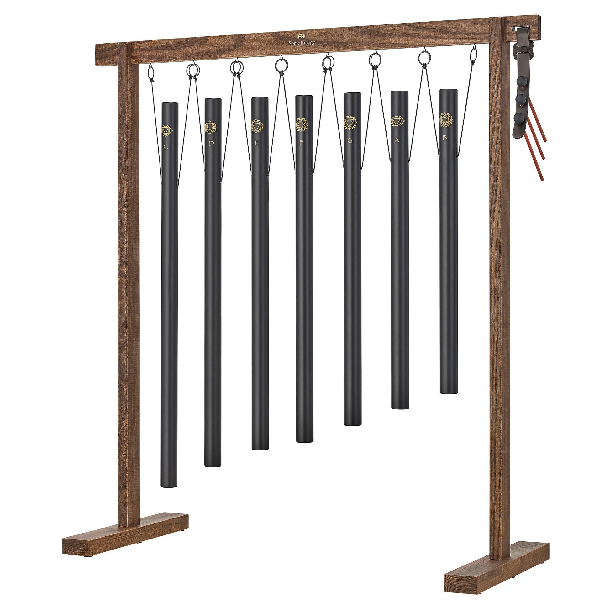 Set Chakra de 7 chimes Bain Sonore, stand, mailloches et sac de transport inclus, finition noir