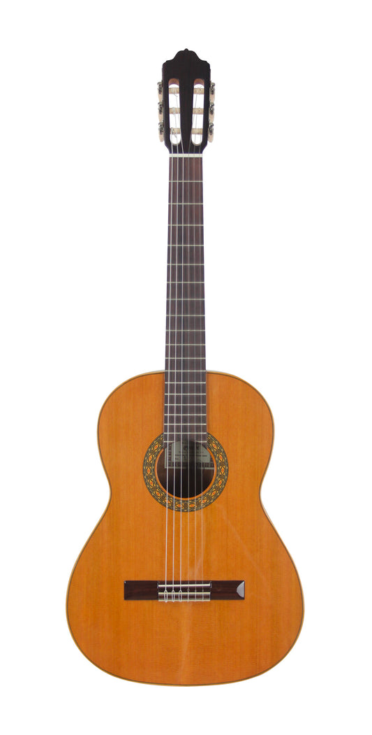 MOD.1, table cèdre massif, fond & éclisses acajou, touche palissandre, satiné, table brillante