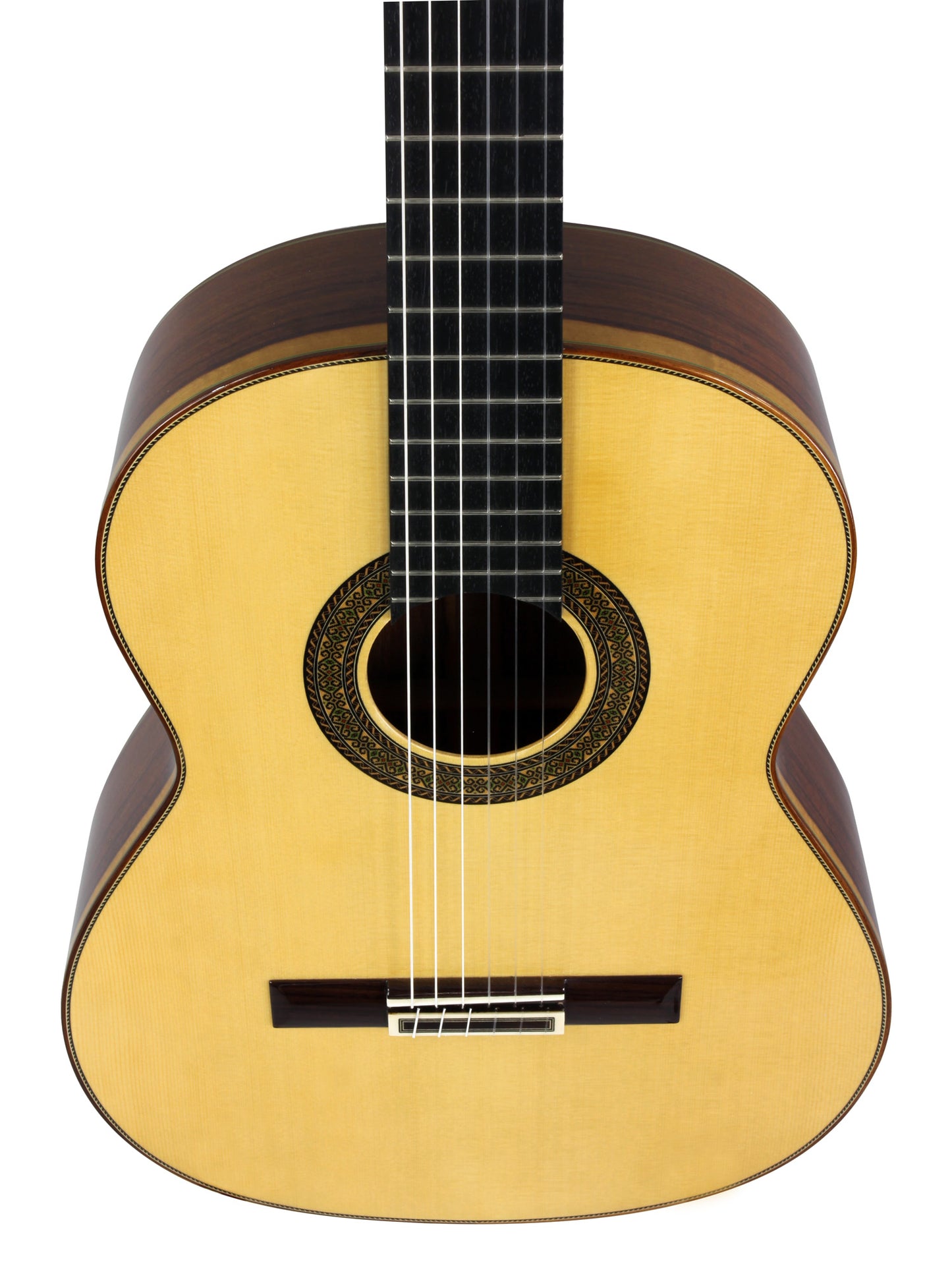 MOD.12, table épicéa massif, f/e palissandre massif, manche cèdre avec insert fibre de carbone, touche ébène, soft case