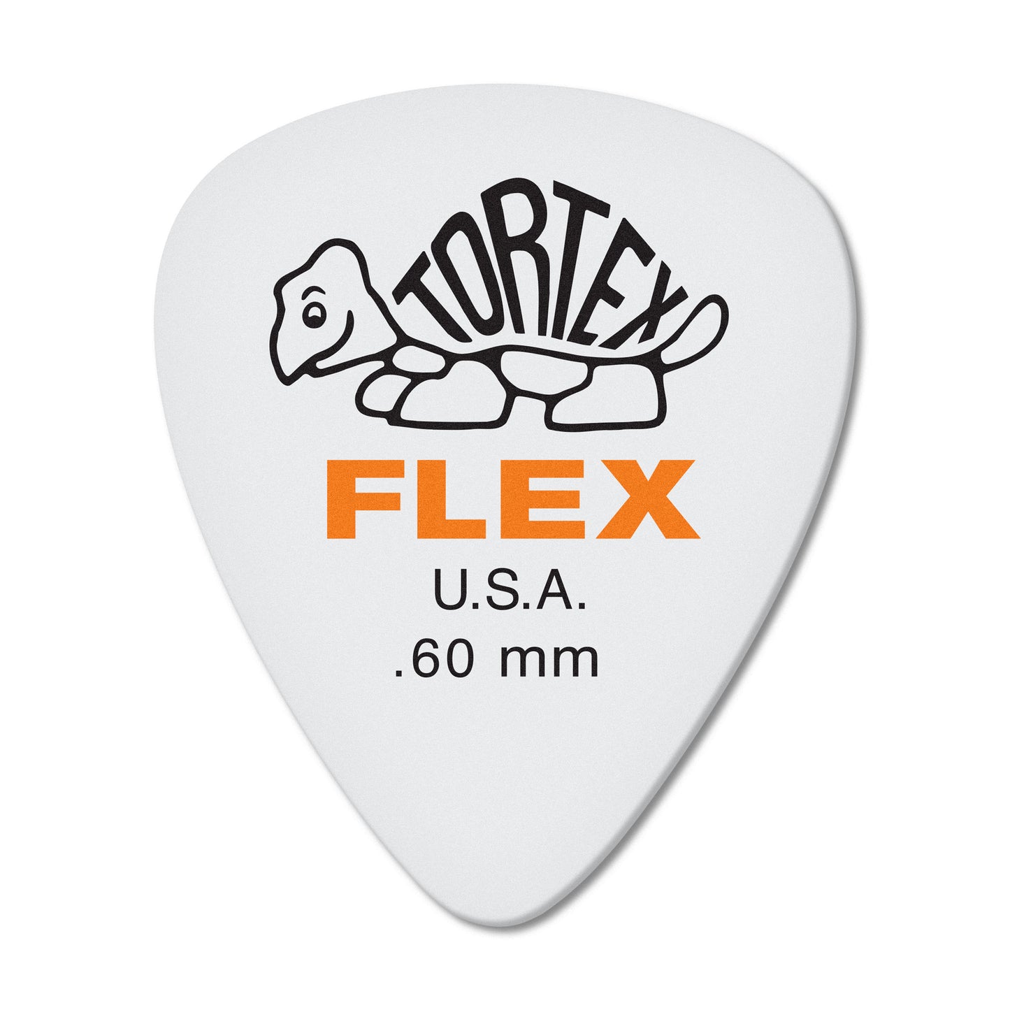 Sachet de 12 médiators TORTEX FLEX STANDARD 060 (blanc, logo orange)