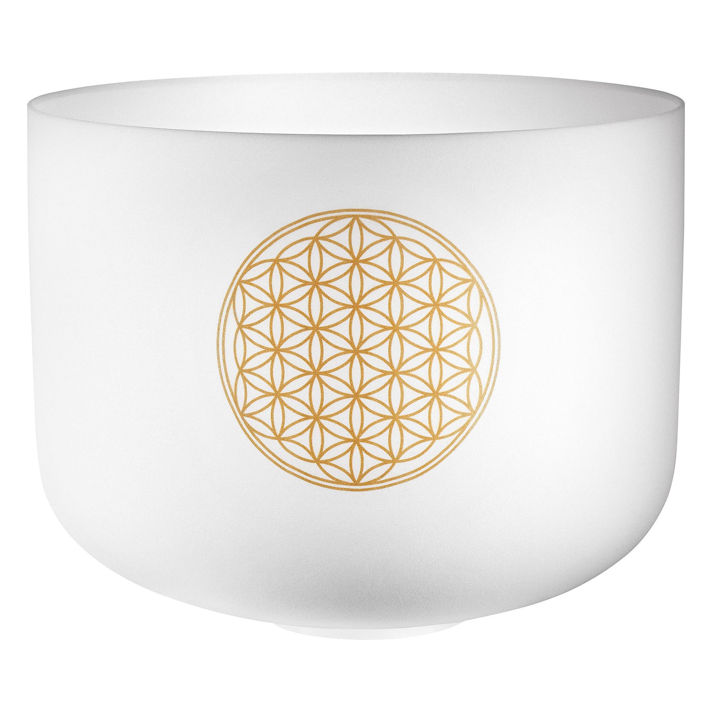 SINGING BOWL SONIC ENERGY 'CRYSTAL' 16", Série FLOWER OF LIFE, C3 128hz, quartz, couleur blanc, finition effet gelé