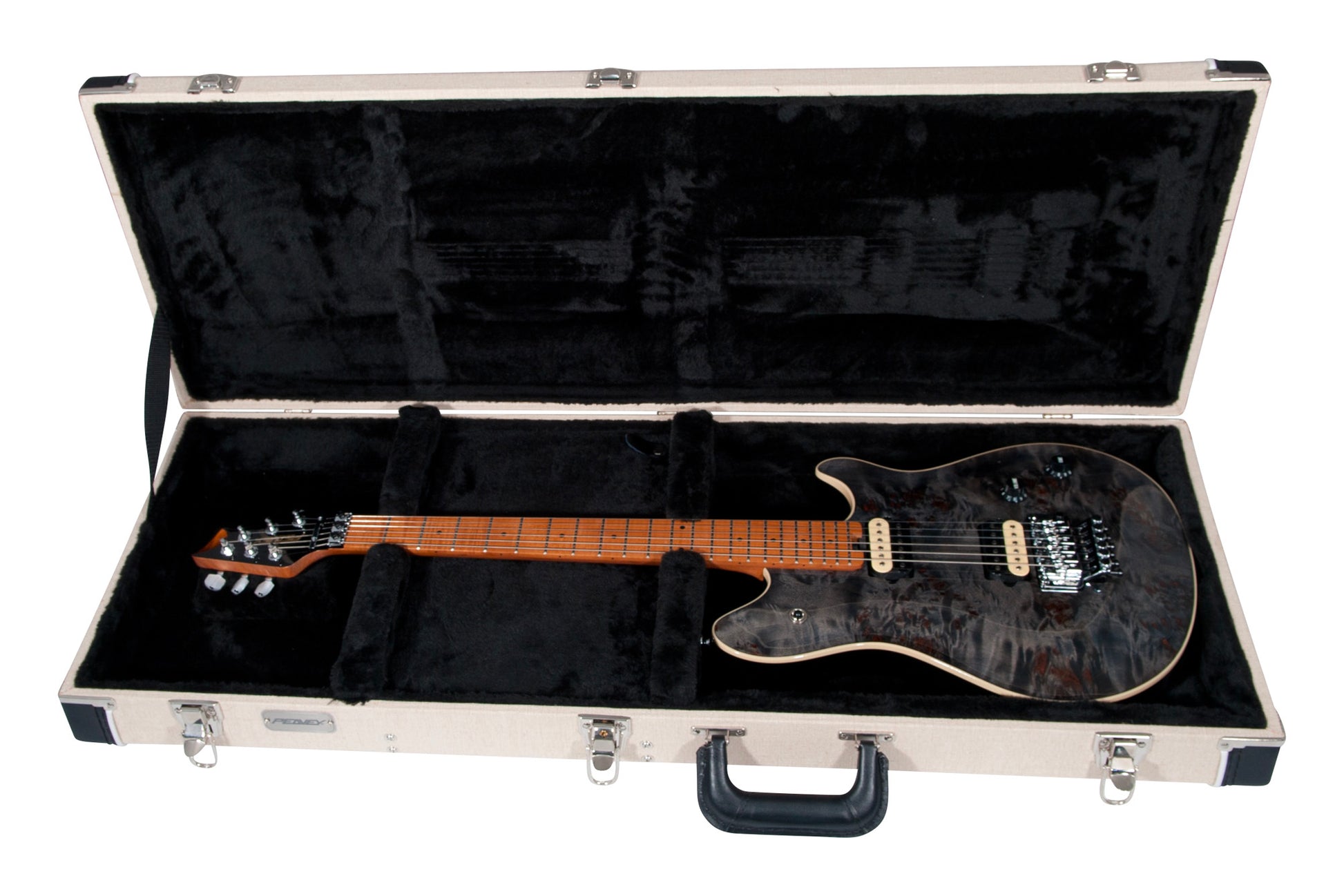HP2 Poplar Burl, corps tilleul/érable flammé, manche érable flammé, Floyd ss licence, 2 micros Humbucker, finition Trans Black