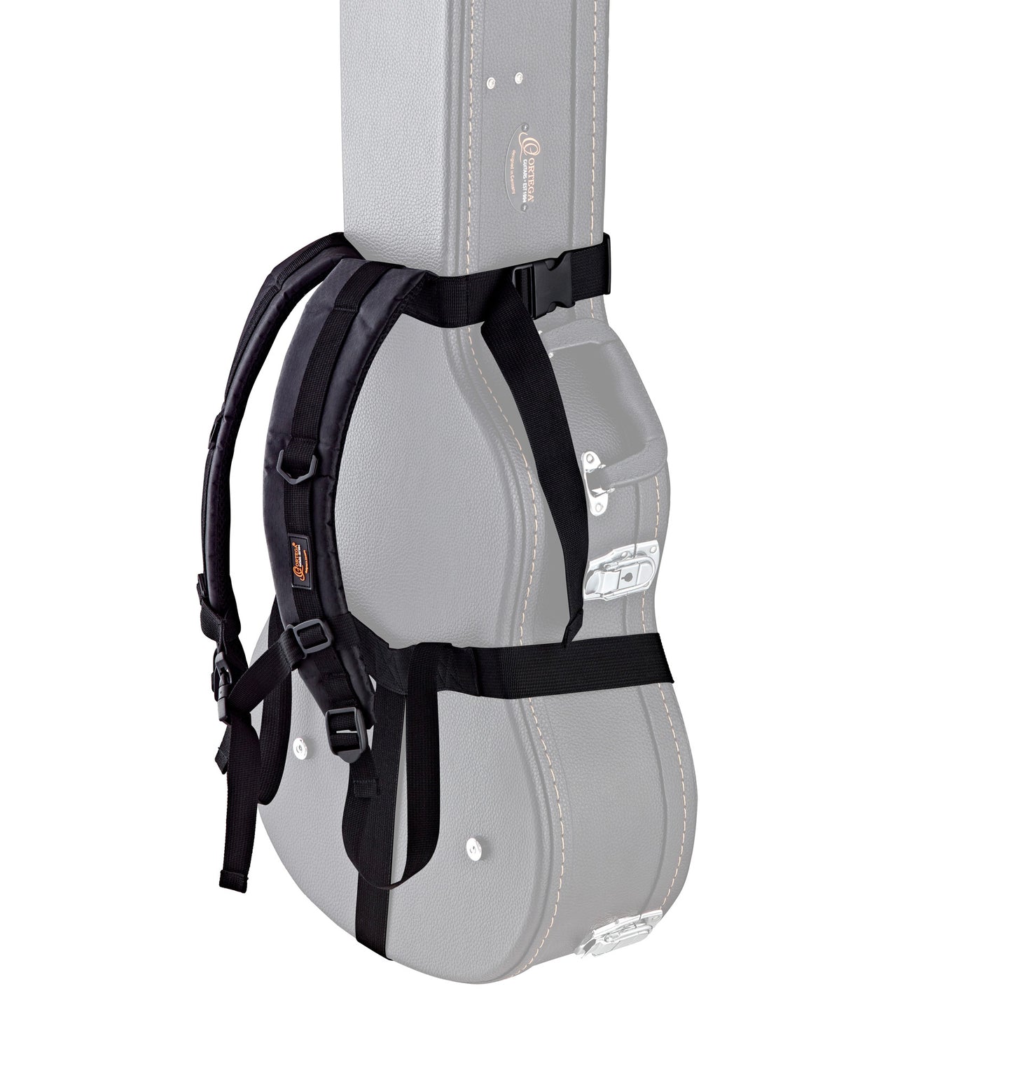 Harnais dorsal pour étui, courroies réglables rembourrées 10 mm, convient aux étuis durs avec forme, noir