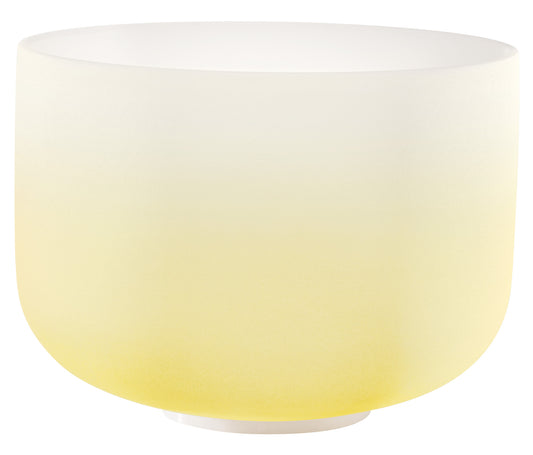 SINGING BOWL SONIC ENERGY CRISTAL 12" yellow, navel chakra, E4 329.63hz, quartz, couleur effet gelé