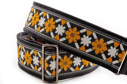 Courroie modèle LEGEND CASINO, tissu Jacquard, largeur 6 cm, longueur 85 à 150 cm, porte-médiators intégré, noir