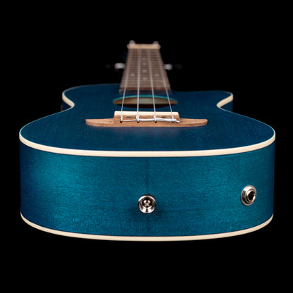 RUOCEAN-CE, modèle Concert pan coupé, EQ Ortega MagusUke, table okoumé, fond & éclisses okoumé, bleu satiné