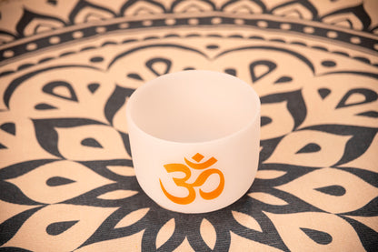 SINGING BOWL SONIC ENERGY 'CRYSTAL' 8", Série OM, C#5 544.29 hz, quartz, couleur blanc, finition effet gelé