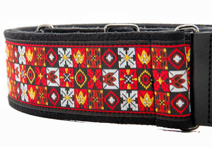 Courroie modèle LEGEND JH.II, tissu Jacquard, largeur 6 cm, longueur 90 à 150 cm, porte-médiators intégré, rouge