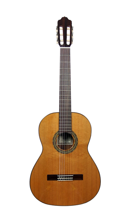 4ST, table cèdre massif, fond & éclisses acajou, manche acajou, touche palissandre, cordes Savarez Corum, naturel brillant