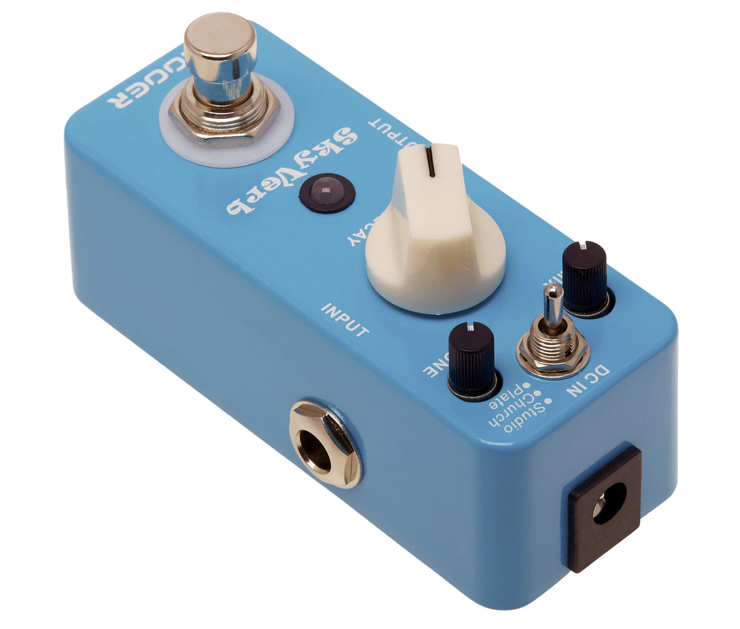 Pédale SKYVERB, réverb numérique haute qualité 3 modes (Studio/ Church/ Plate), boîtier métal, true bypass, bleu