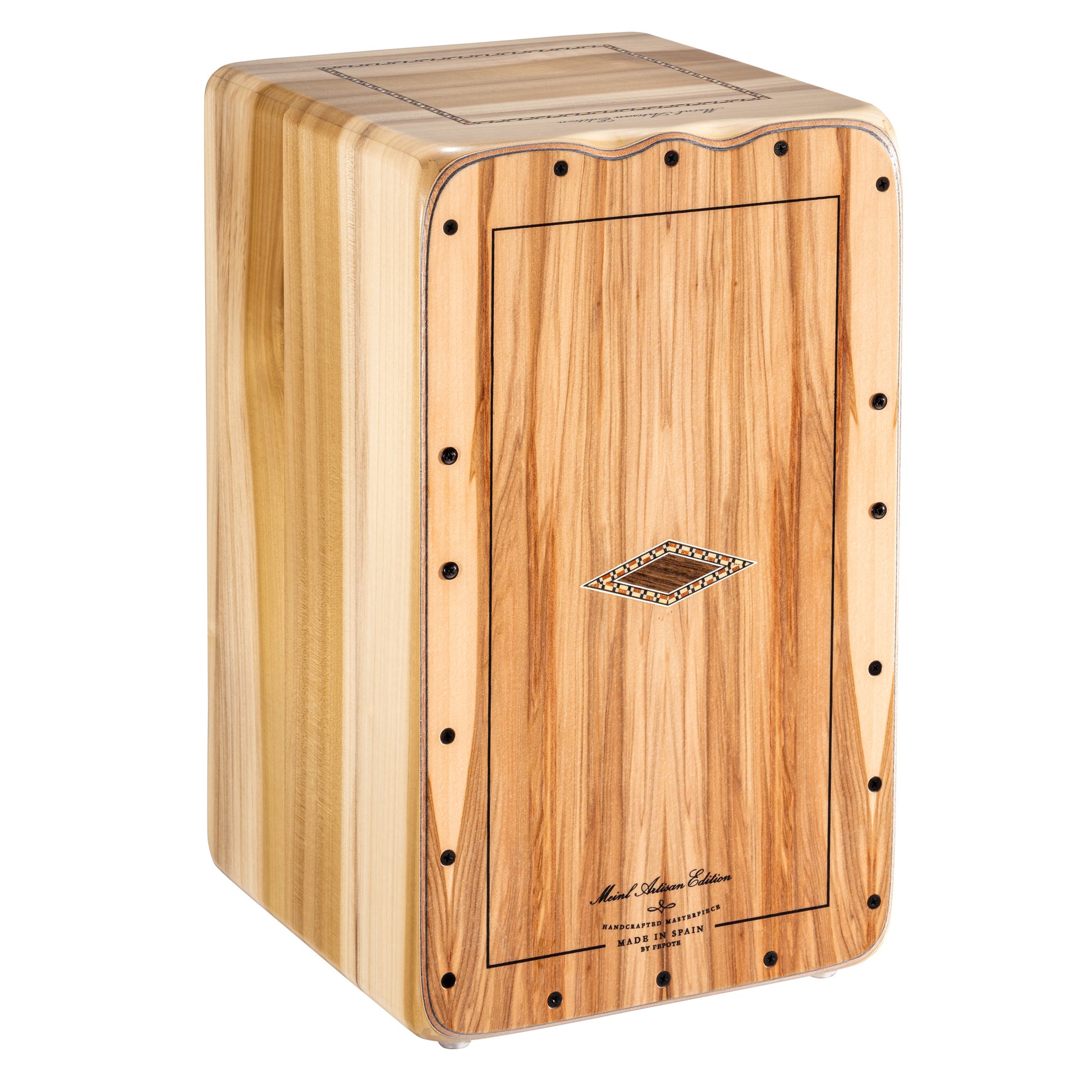CAJON MEINL ARTISAN FANDANGO, FAÇADE AVANT INDIAN HEARTWOOD, CORPS EN BOIS MASSIF ET PEUPLIER 15MM, 2 SETS DE 8 CORDES INTERNE