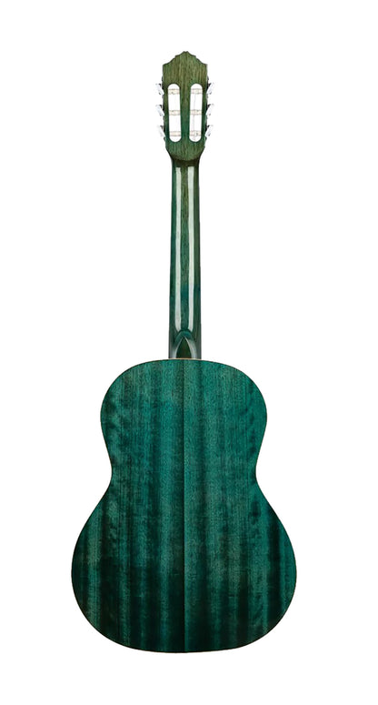 R121SNOC, modèle Slim Neck, table épicéa, fond & éclisses acajou, manche acajou (sillet 48 mm), housse, bleu océan brillant