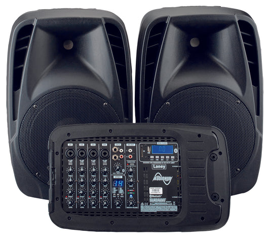 Système polyvalent complet AH2500D, 2x 500W avec enceintes 10", mixeur, 2 micros et câbles, effets intégrés, 18.7 kg, noir