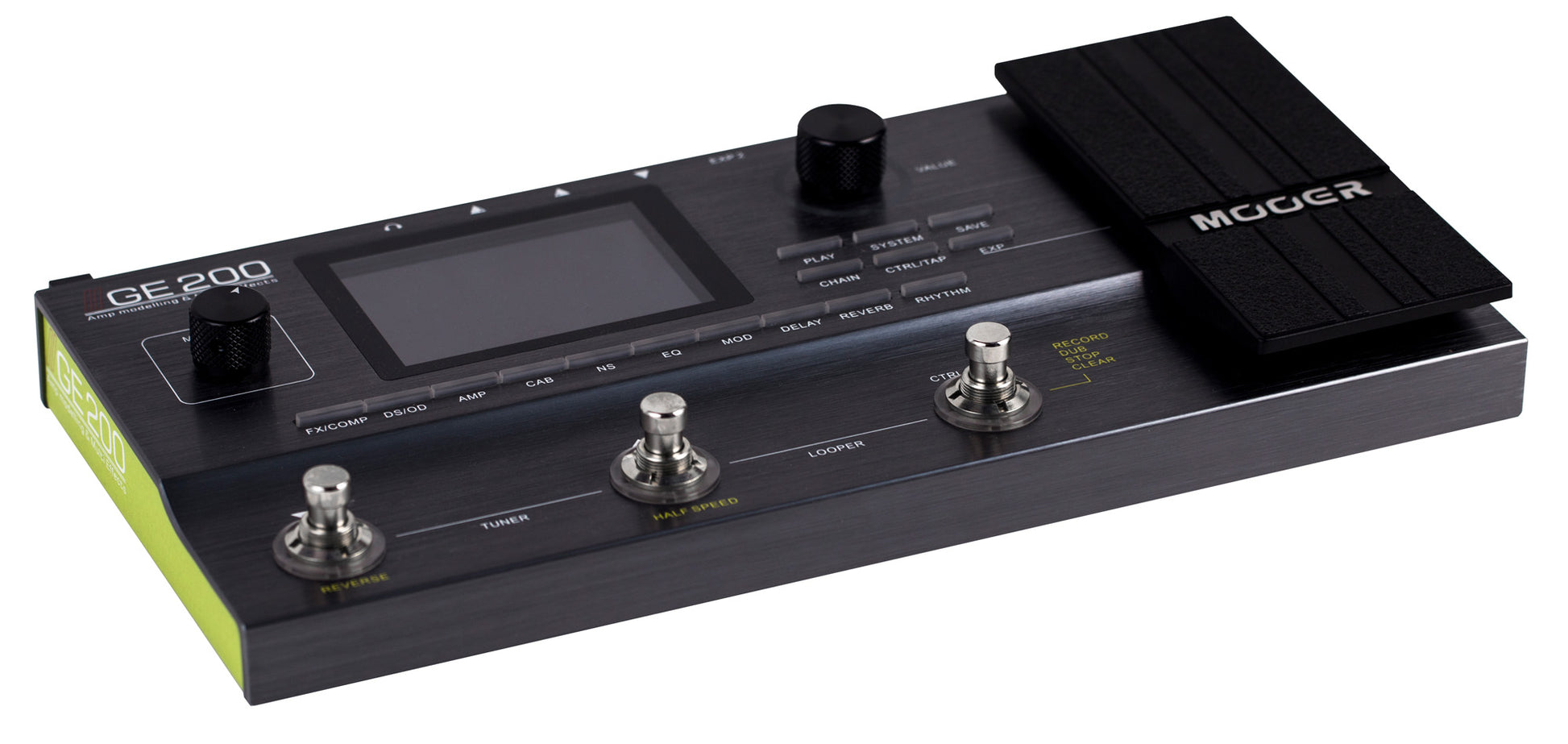 Pédalier multi-effets GE200, 55 simulations d'amplis haute-qualité, 26 simulations de haut-parleurs (IR), gris