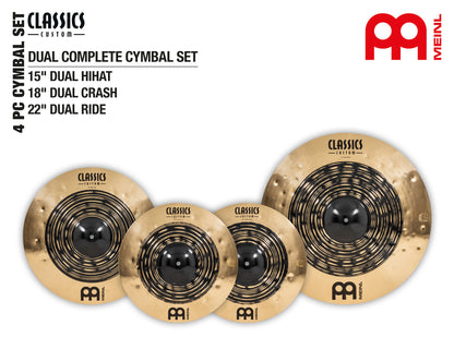 Pack de cymbales complet Meinl Classics Custom Dual 15"18"22" alliage bronze B12 fini dark, brillant