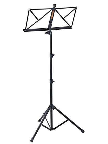 Pupitre pliant, 3 parties, aluminium, hauteur réglable: 57 à 127 cm, plateau: 43.5 x 22 cm, avec housse de transport, noir