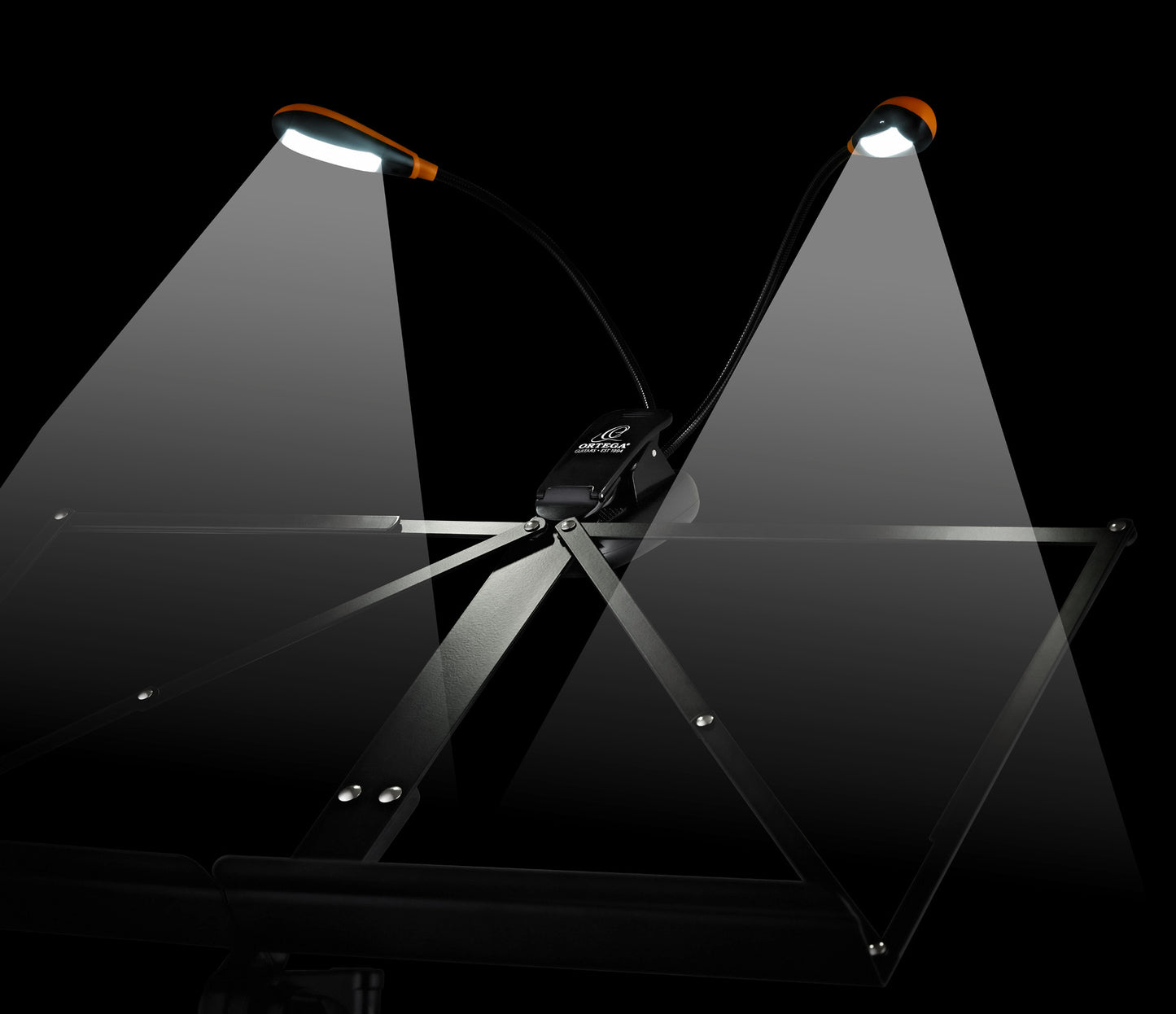 Lampe de pupitre à pince, 2x2 LEDS, rechargeable via USB (câble inclus), 160 lumens, noir et orange