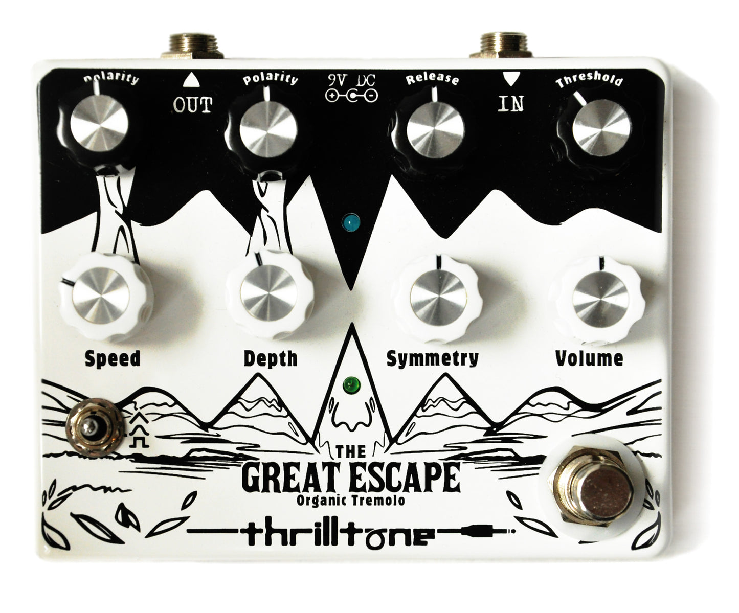 Pédale THE GREAT ESCAPE, trémolo dynamique avec détecteur d'enveloppe, technologie brevetée Cellular Clipping, blanc et noir