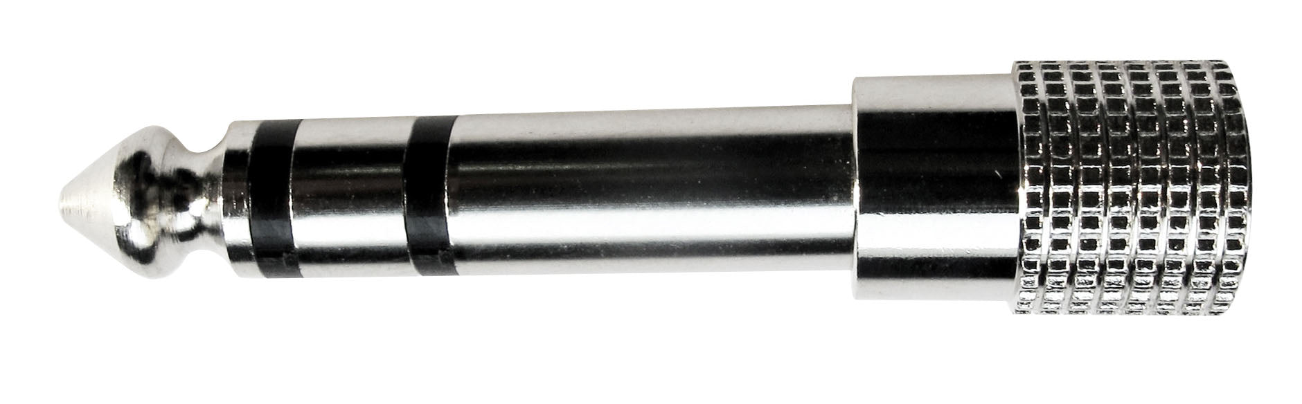 Adaptateur Jack 3.5 femelle stéréo / Jack 6.35 mâle stéréo, nickel