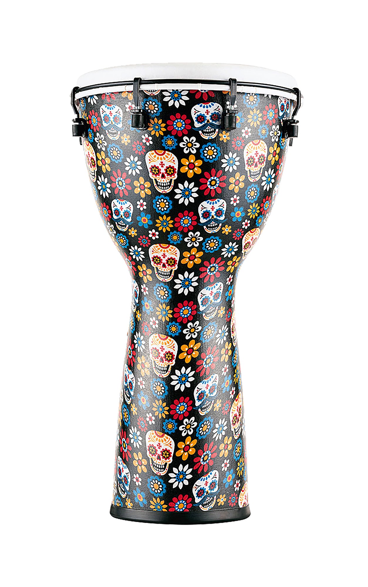 Djembé Meinl Day of the Dead 12", hauteur 61cm, peau synthétique, poids léger, finition Day of the Dead