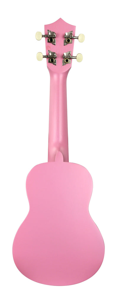 Ukulélé Soprano, table agathis, fond & éclisses agathis, manche okoume, touche noyer, avec housse, rose pâle