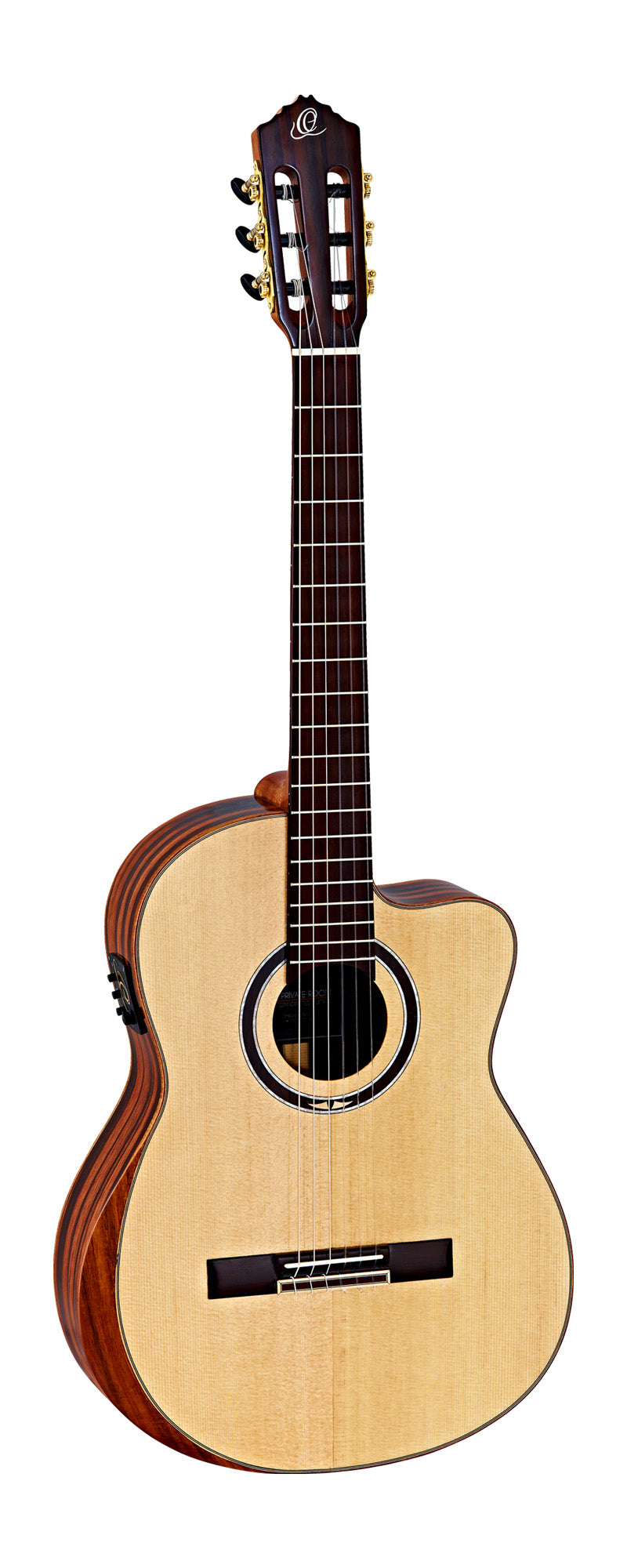 STRIPED SUITE C/E, modèle Slim Neck, pan coupé, EQ MagusPro, table épicéa massif, fond & éclisses ébène veiné AAA, nat. brillant