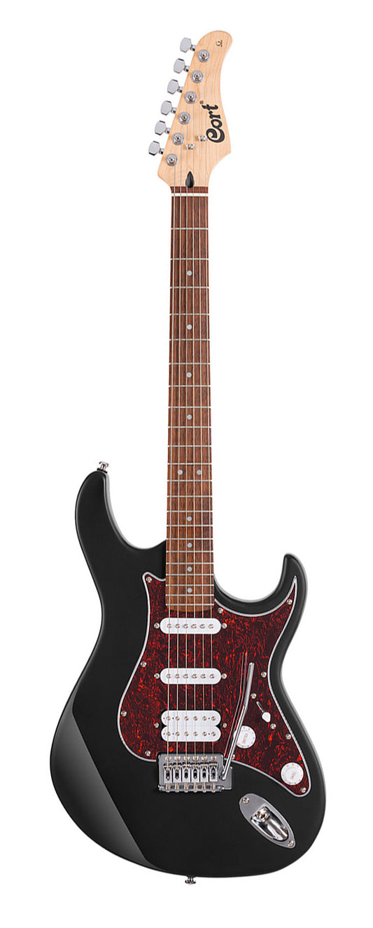 G115 SE, corps peuplier, manche érable, touche laurier indien, 3 micros Powersound (S/S/H), plaque tortoise, noir brillant