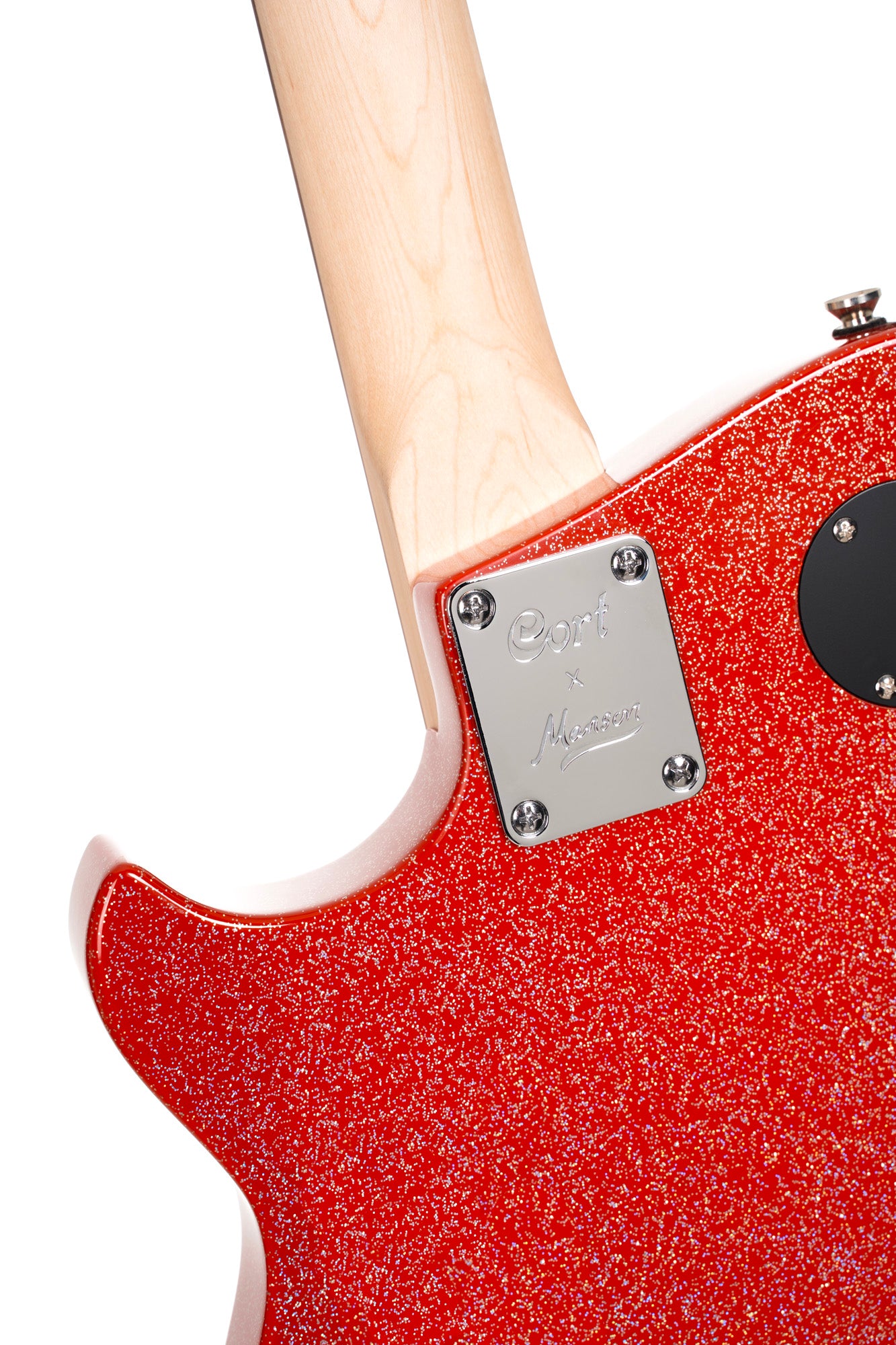 MBM-2H, signature Matt Bellamy, corps tilleul, manche érable, micros,"Kill" bouton, rouge pailleté