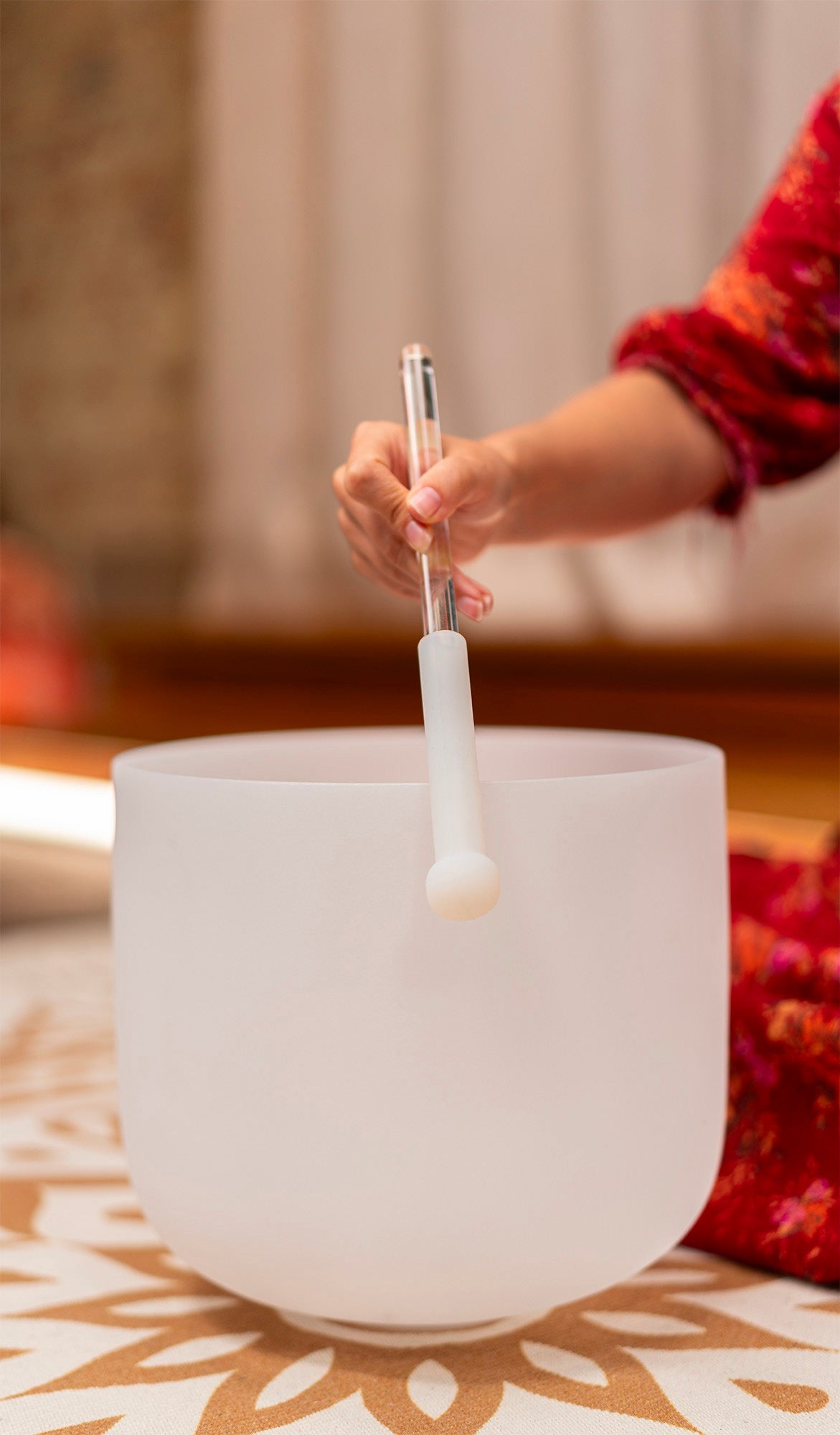 Mailloche 'Crystal' pour SINGING BOWL, verre et silicone, semi-enduites, pointe en silicone, taille large