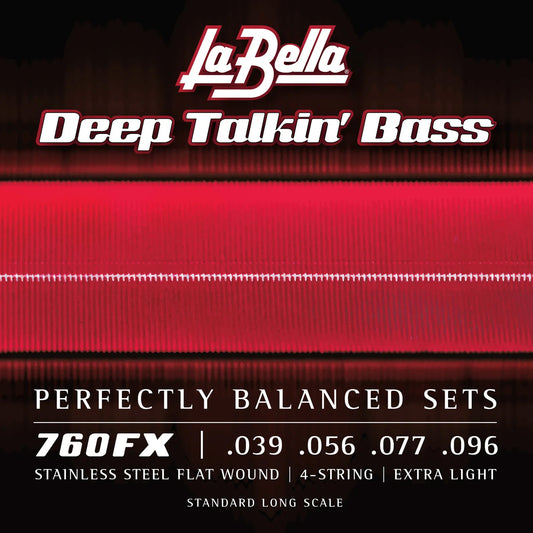 Jeu pour basse électrique DEEP TALKIN' BASS FLATS, acier inoxydable, filé plat, 4 cordes Standard (39-56-77-96)