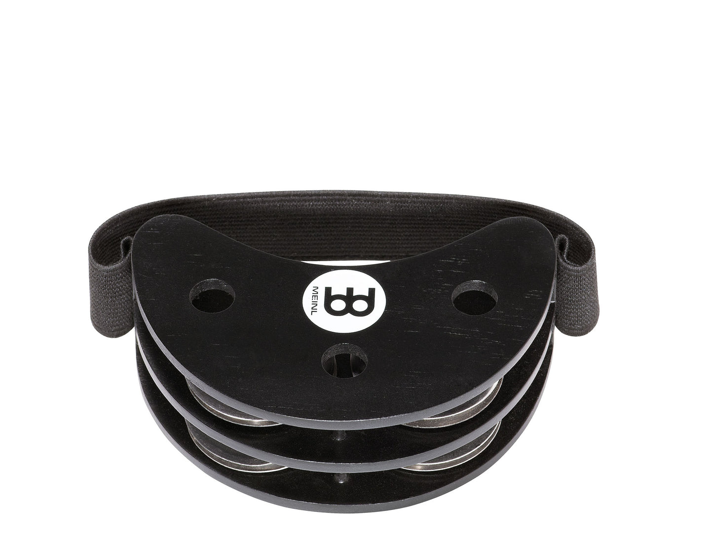 Tambourin pour pied, hévéa, cymbalettes en acier inox, mise en place facile, ergonomique, noir