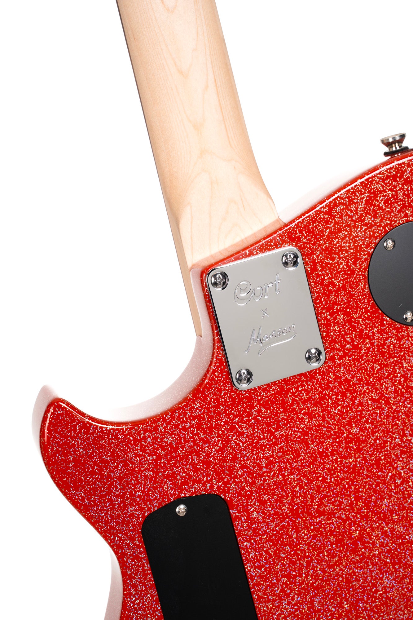 MBM-2H-SUS, signature Matt Bellamy, corps tilleul, manche érable, micros Manson & Sustainiac,"Kill" bouton, rouge pailleté