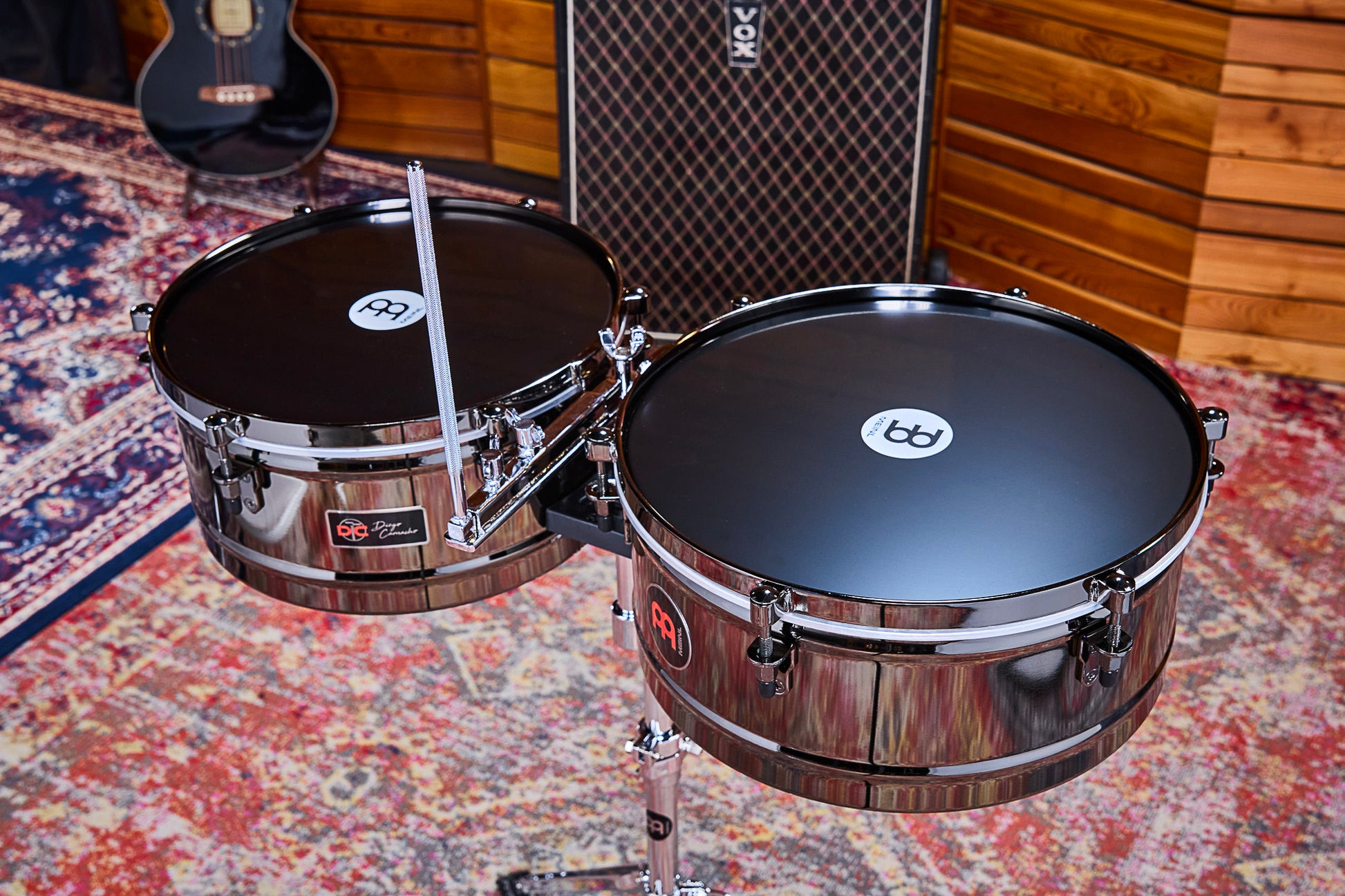 Jeu timbales 14 & 15" Diego Camacho, acier inoxydable, support double embase