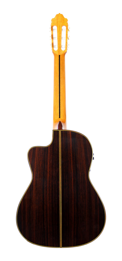 ELEC, pan coupé, table cèdre, f/e palissandre massif, touche ébène, sillet 52 mm, Fishman Prefix Pro Blend, soft case