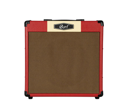 Ampli guitare 30W, 1x 10", 2 canaux, égaliseur 3 bandes, réverb, entrée Bluetooth, entrée CD/MP3 mini-Jack, rouge