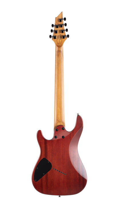 KX307MS, modèle 7 cordes, corps acajou, manche et touche érable torréfié, micros doubles passifs PowerBar, acajou pores ouverts