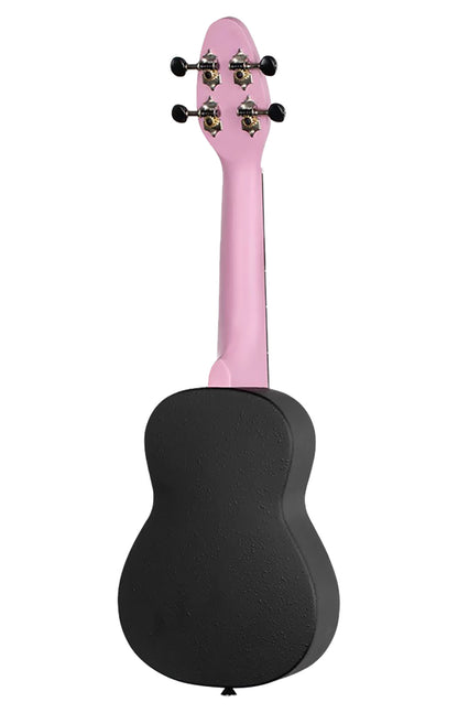 K2-FYD, pack ukulélé Soprano, table agathis, corps ABS galbé, manche okoumé, 12 frettes, accessoires, fairy dust satiné