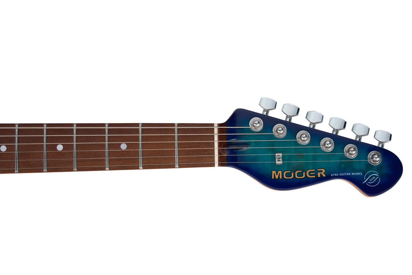 MOOER MSC20PRO, corps peuplier, manche érable torréfié satiné, touche jatoba, bleu, avec housse