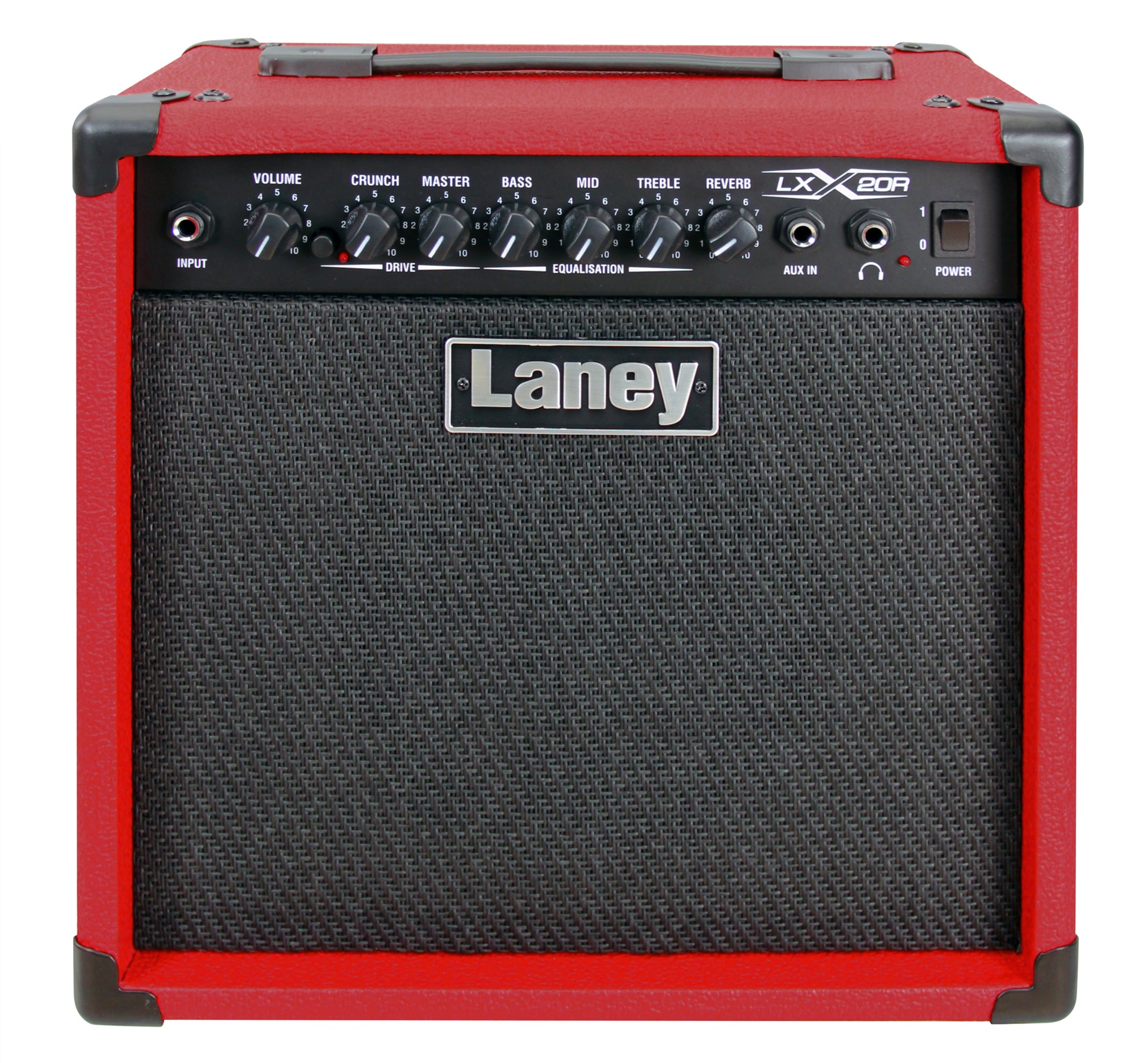 Ampli guitare électrique 20W, 1x HP 8", 2 canaux, EQ 3 bandes, réverb, sortie casque, 6.9 kg, rouge