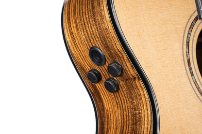 GOLD-OC6 Bocote, forme Orchestra Model pan coupé, table épicéa massif; f/e bocote, EQ Fishman Flex Blend, naturel brillant