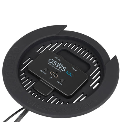 OSWS100, système de micro sans fil pour guitare acoustique (rosace 100 mm), micro col de cygne, avec récepteur sans-fil, noir