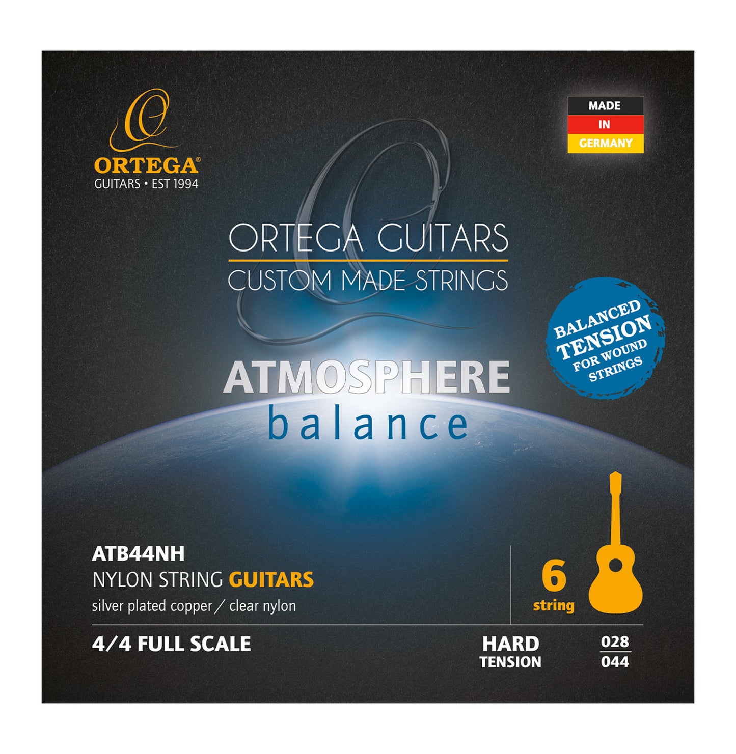 Jeu pour guitare classique ATMOSPHERE BALANCE, cuivre plaqué argent/nylon, tensions équilibrées des cordes filées, tension forte
