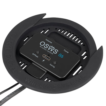 OSWS86, système de micro sans fil pour guitare classique (rosace 86 mm), micro col de cygne, avec récepteur sans-fil, noir