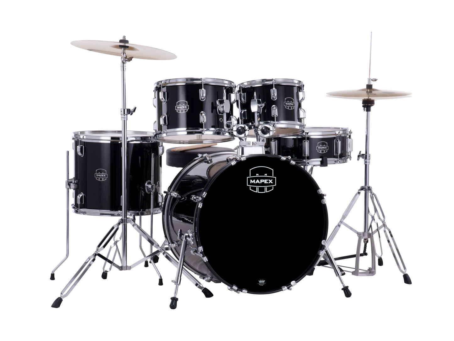 MAPEX COMET FUSION 20 5F NOIR COMPLETE AVEC HARDWARE, SIEGE ET CYMBALES