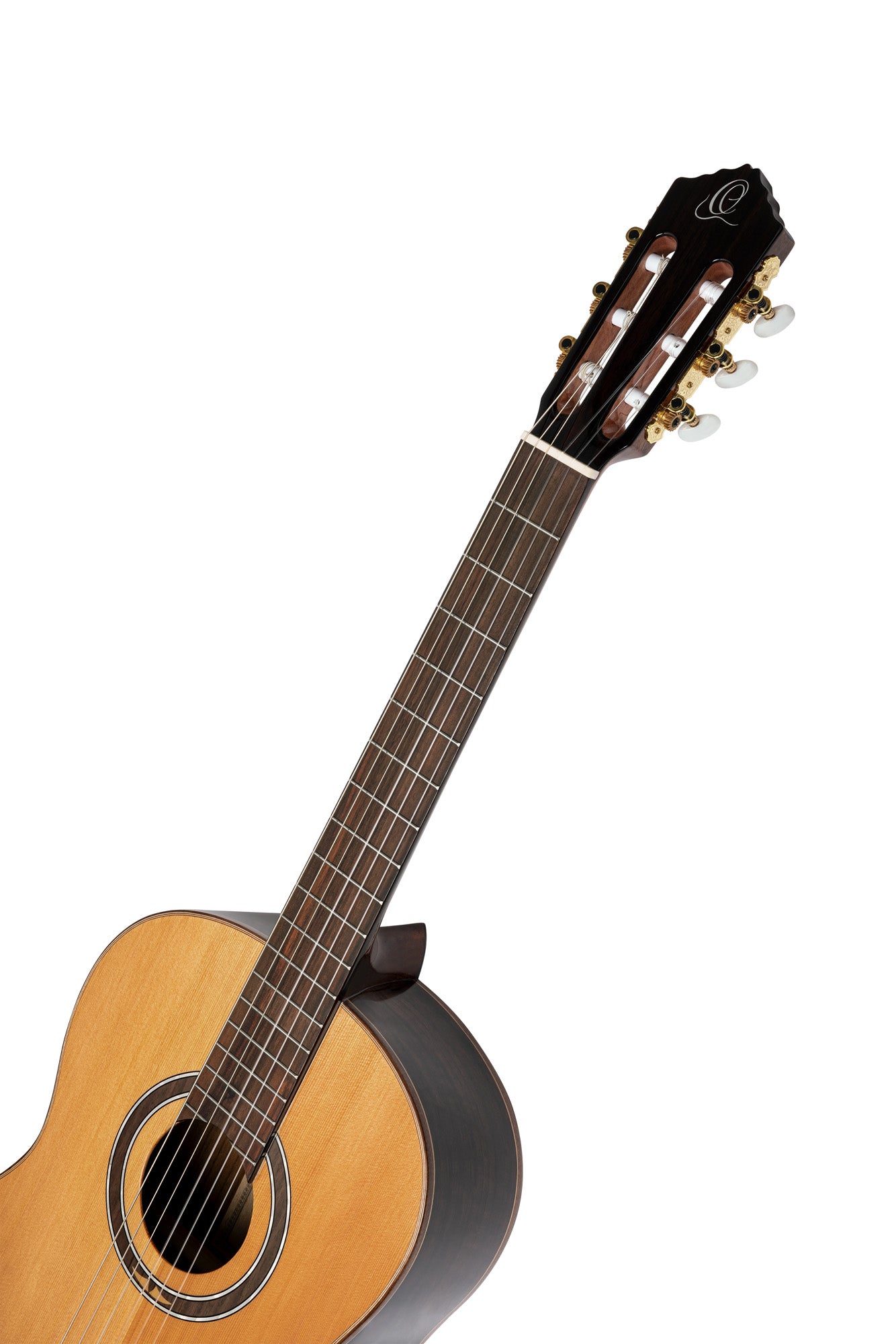 R159, table cèdre massif, fond & éclisses noyer, manche acajou, sillet 52 mm, touche & chevalet amarante, housse, naturel