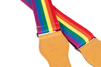 Courroie guitare, 100% coton, extrémités simili cuir, largeur 4.9 cm, longueur jusqu'à 158 cm, pride