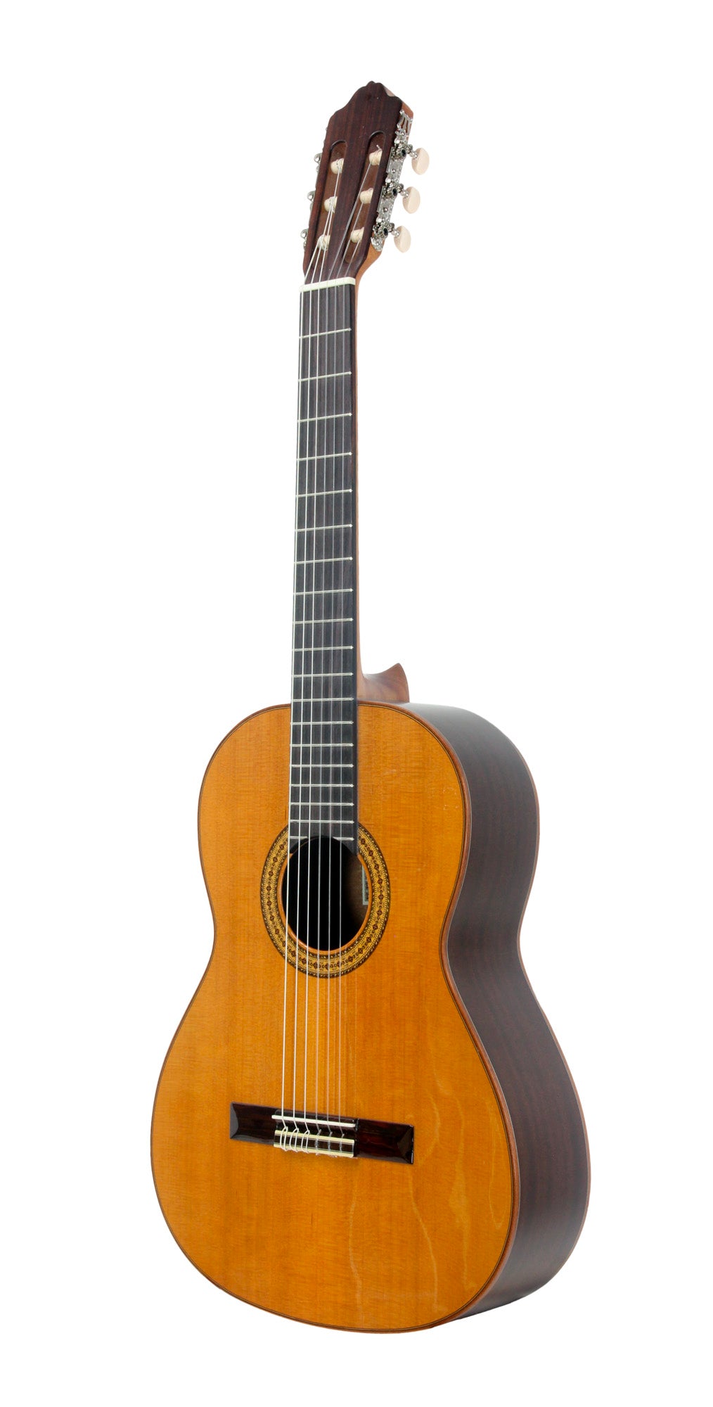 MOD.3, table cèdre massif, fond & éclisses acajou, touche palissandre, satiné, table brillante