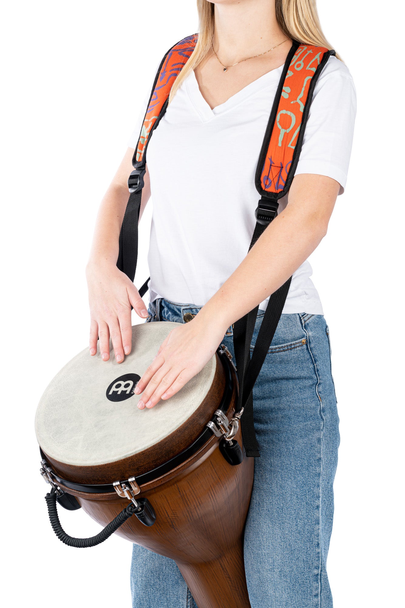 Harnais pro pour djembé, nylon très résistant, longueur ajustable, sangles rembourrées, attache rapide, Pharaoh's Script